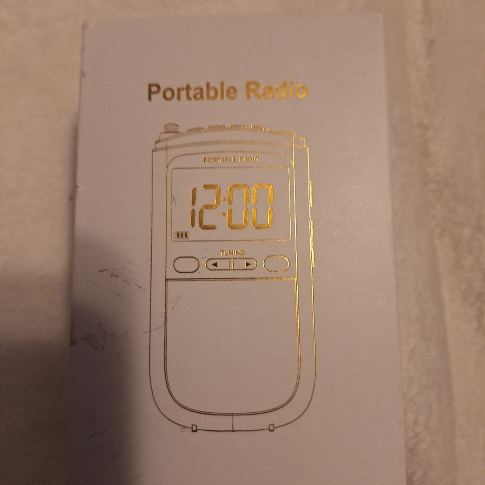 Portable Radio with Digital Display - AM/FM walkman Style Radio Navy Blue